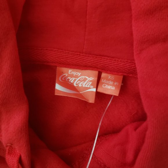 Coca-Cola Women's Holiday Long Sleeve Hooded Graphic Sweatshirt Dress Red - Picture 6 of 8